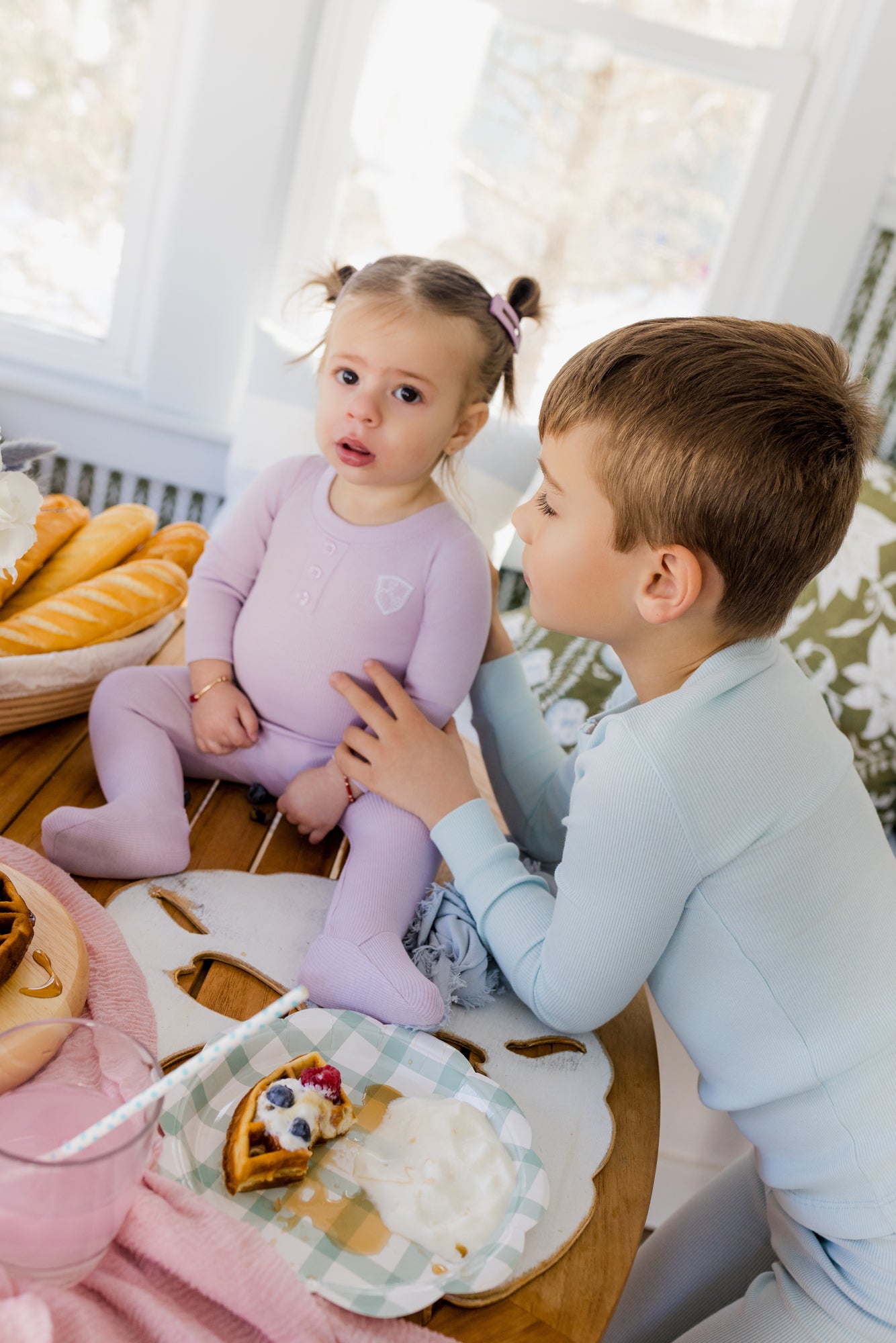 Ribbed Henley Lavender Footie