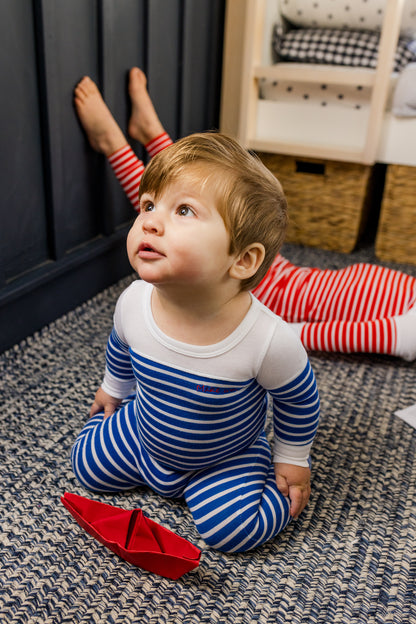 Make Waves Blue Stripe Footie