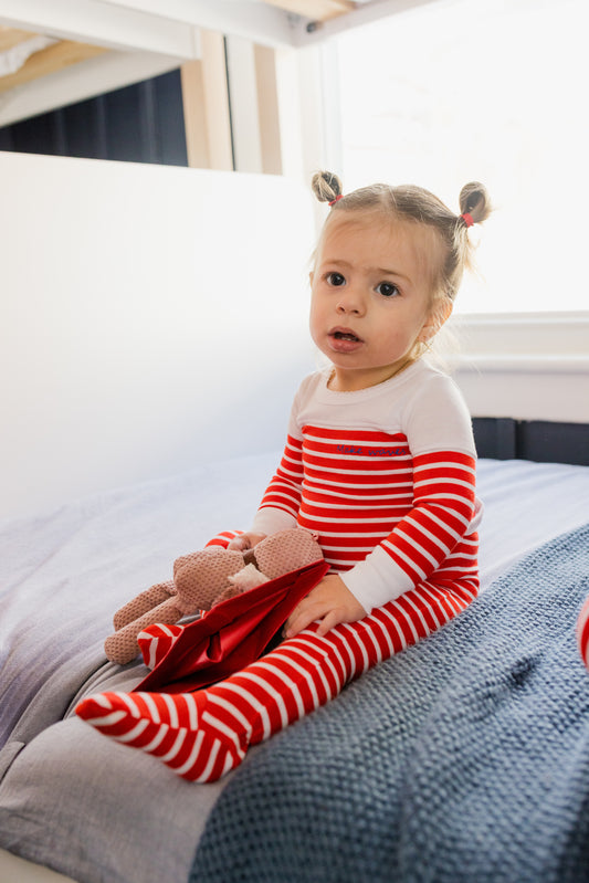 Make Waves Red Stripe Footie