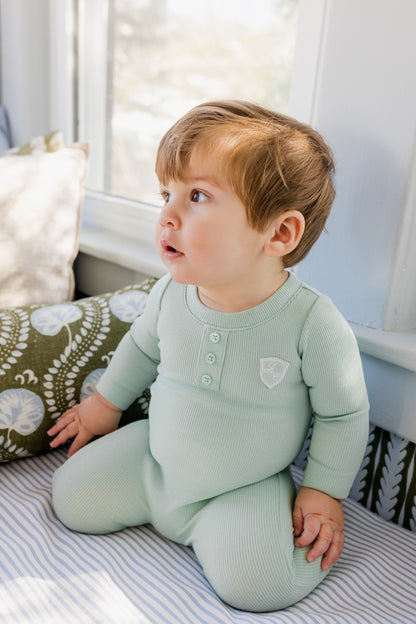 Ribbed Henley Sage Footie