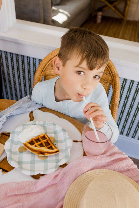 Ribbed Henley Pastel Blue PJ