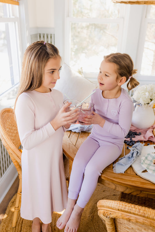 Ribbed Henley Pale Pink Nightgown Short