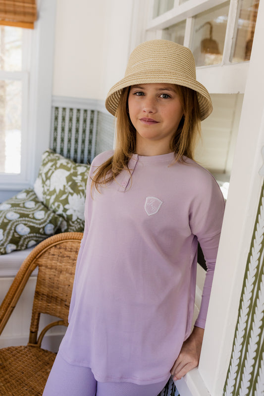 Ribbed Henley Lavender Teens