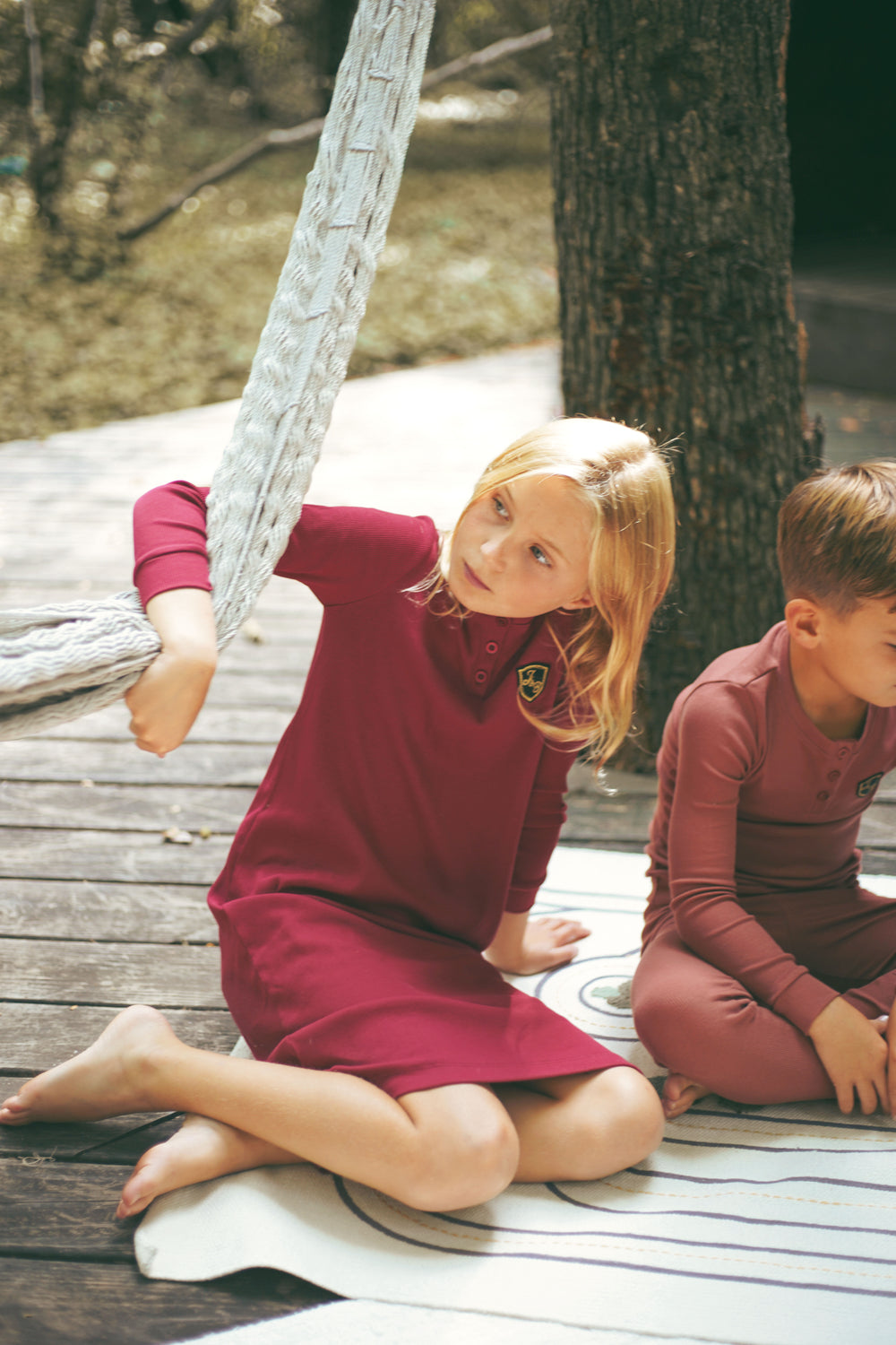 Ribbed Henley Merlot Nightgown