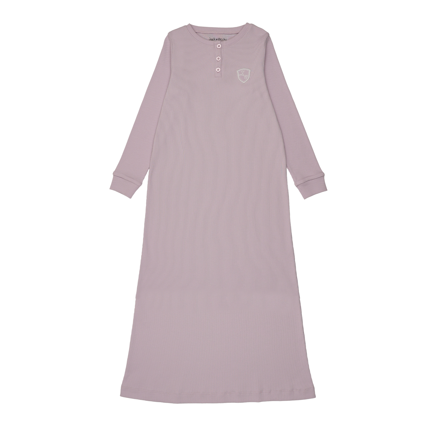 Ribbed Henley Lavender Nightgown Long