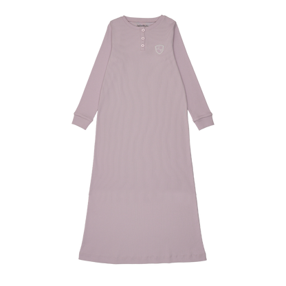 Ribbed Henley Lavender Nightgown Long
