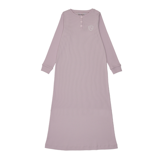 Ribbed Henley Lavender Nightgown Long