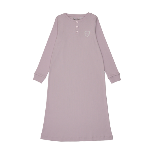 Ribbed Henley Lavender Nightgown Short