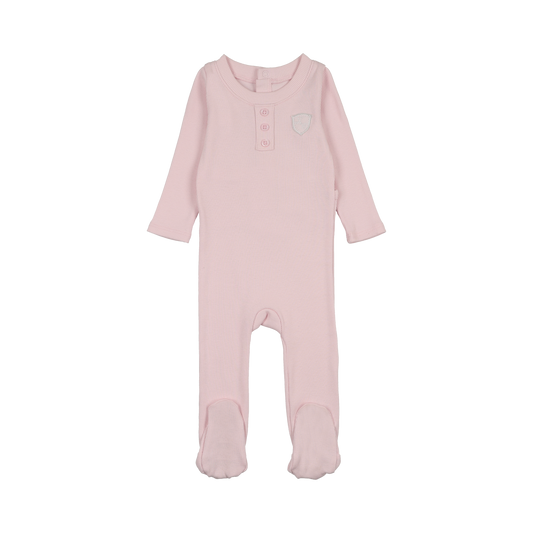 Ribbed Henley Pale Pink Footie