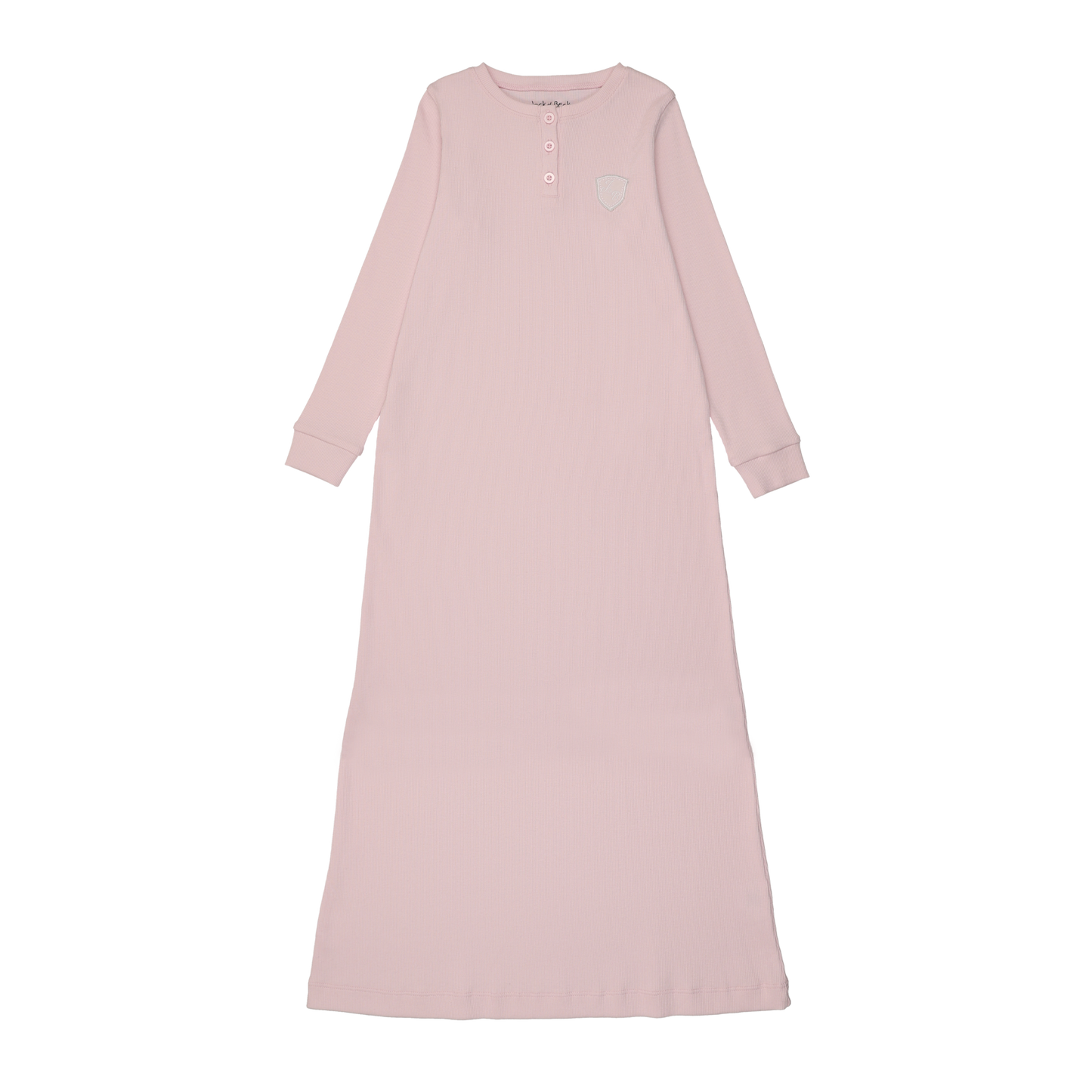 Ribbed Henley Pale Pink Nightgown Long