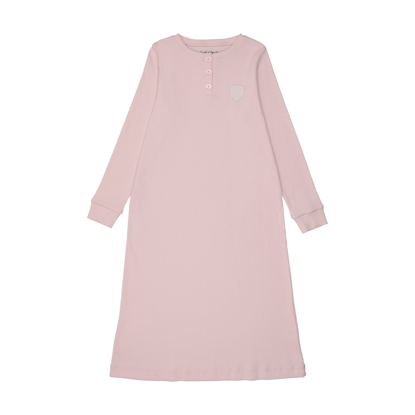 Ribbed Henley Pale Pink Nightgown Short