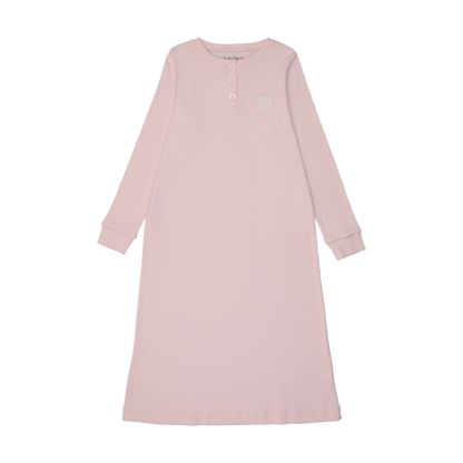 Ribbed Henley Pale Pink Nightgown Short