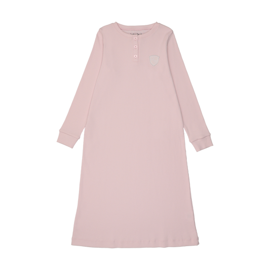 Ribbed Henley Pale Pink Nightgown Short