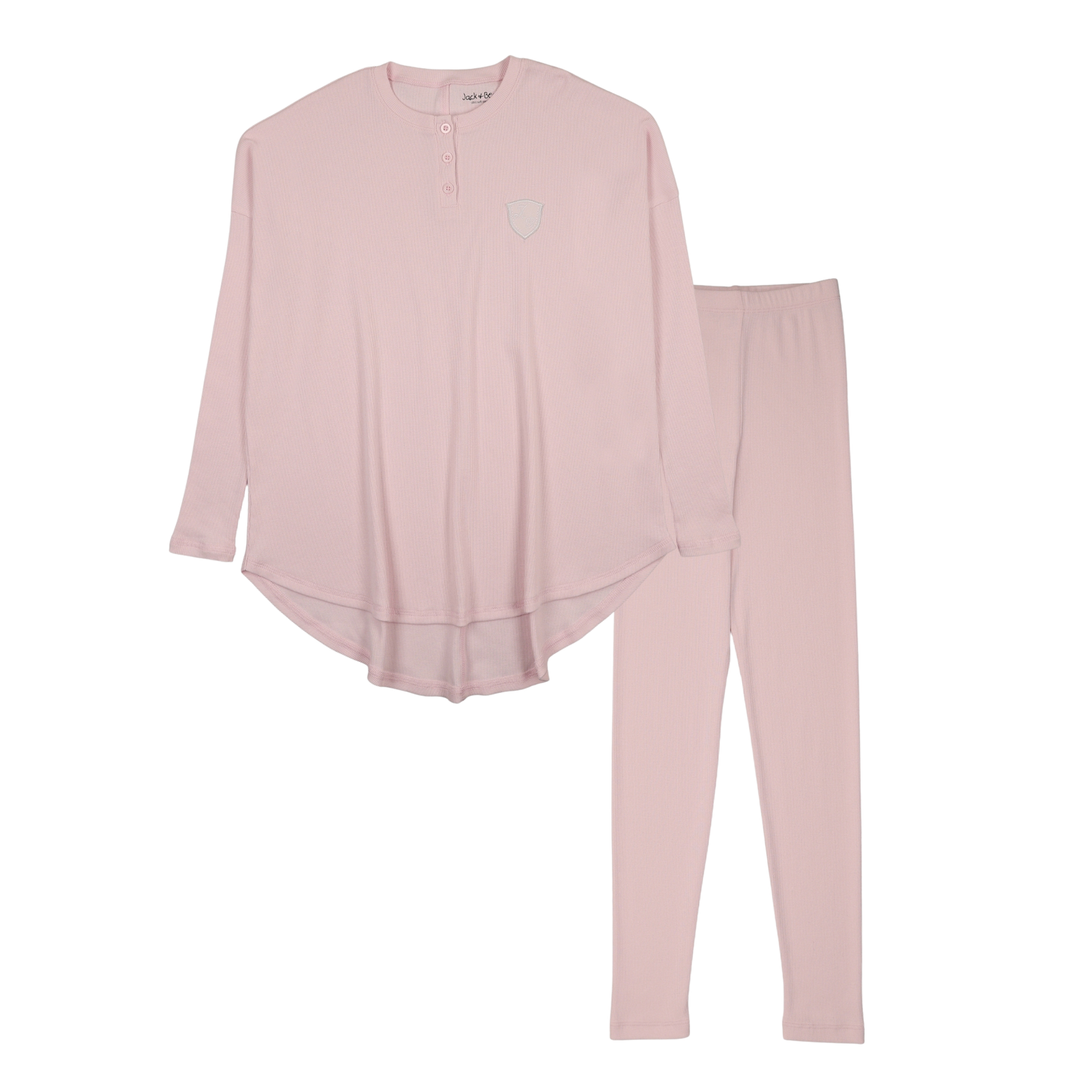 Ribbed Henley Pale Pink Teens