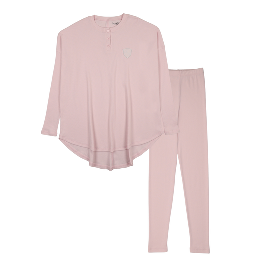 Ribbed Henley Pale Pink Teens