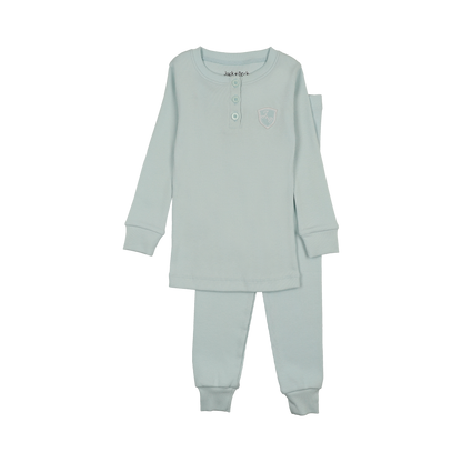 Ribbed Henley Pastel Blue PJ