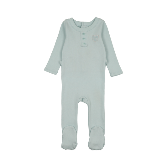 Ribbed Henley Pastel Blue Footie