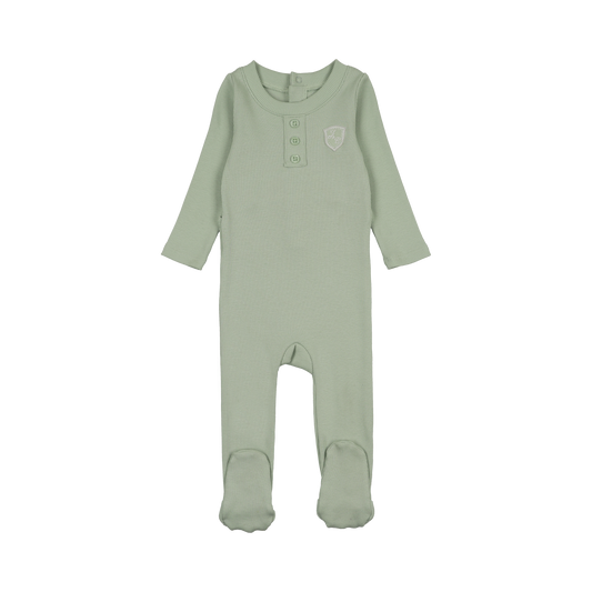 Ribbed Henley Sage Footie