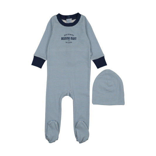 Bonne Nuit Blue Stripe Footie