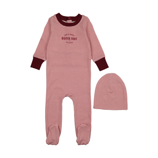 Bonne Nuit Pink Stripe Footie