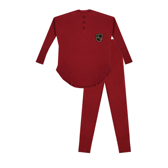 Ribbed Henley Merlot Teens