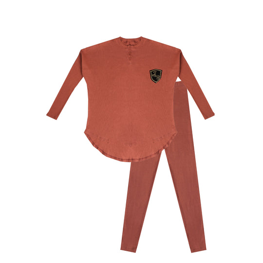 Ribbed Henley Mahogany Teens
